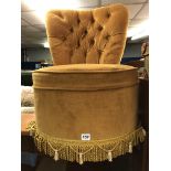 GOLD BUTTON UPHOLSTERED CIRCULAR BEDROOM CHAIR