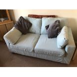 SKY BLUE FABRIC TWO SEATER SOFA BED