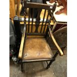 1920S OAK BARLEY TWIST ELBOW CHAIR