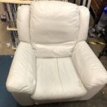 GREY LEATHER RECLINING ARMCHAIR
