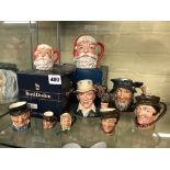 TWO BOXED ROYAL DOULTON CHARACTER JUGS OF SANTA CLAUS AND OTHER VARIOUS CHARACTER JUGS INCLUDING
