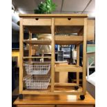 BEECH MOBILE KITCHEN UTILITY TROLLEY