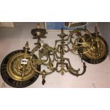 PAIR OF BRASS WALL MOUNTED ORNATE ELECTRIC SCONCES