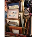 BOX CONTAINING VARIOUS PRINTS, PICTURES,