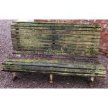 LATE VICTORIAN CAST IRON BASED SLATED GARDEN BENCH WEATHERED A/F