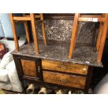 EDWARDIAN WALNUT FRONTED DRAWER MARBLE TOP WASHSTAND