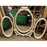 CREAM AND GILDED FOLDING TRIPLE MIRROR