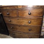 VICTORIAN MAHOGANY BOW FRONTED TWO OVER THREE DRAWER CHEST