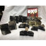 VINTAGE OXO TIN OF CAST METAL SOLDIER FIGURES,
