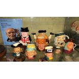 SELECTION OF CHARACTER JUGS BY KELESBORO, ARTONE,