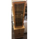 PINE EFFECT GLAZED CORNER CABINET