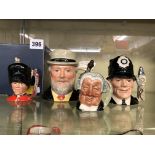 BOXED ROYAL DOULTON CHARACTER JUG THE GUARDSMAN, THE LONDON BOBBY (2ND),