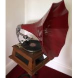 TABLE TOP GRAMOPHONE GLAZED SIDE PANELS AND HORN