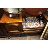 OAK TAPESTRY SEATED HALL BENCH