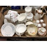 BOX CONTAINING BONE CHINA TEA SETS,