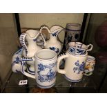 SHELF OF VARIOUS DELFT WARE AND FAIENCE INC.