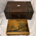 19TH CENTURY MAHOGANY BANDED WRITING BOX AND A MAUCHLINE TYPE BOX