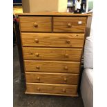 PINE TWO OVER FIVE DRAWER CHEST