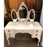 FRENCH STYLE TRIPLE MIRROR KNEEHOLE DRESSING TABLE