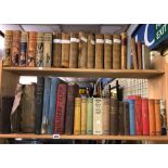 TWO SHELVES OF HARDBACK BOOKS OF FAMOUS NOVELS,