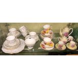 SHELF OF ROYAL STAFFORD AND OTHER BONE CHINA PART TEA SETS