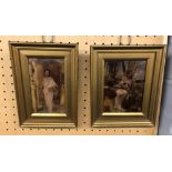 PAiR OF CRISTOLEUMS IN GILDED FRAMES 7 X 13CM