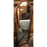 EARLY 20TH CENTURY WALNUT ARCHED FRAMED CHEVAL DRESSING MIRROR