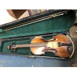 19TH CENTURY COPY OF A NICHOLAS GIGGLIANI VIOLIN AND BOW IN CASE