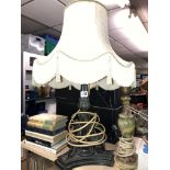 CLASSICAL FIGURAL TRIFORM TABLE LAMP WITH SHADE