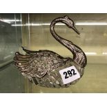 GLASS AND 925 SILVER MOUNTED SWAN FIGURE