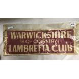 VINTAGE WARWICKSHIRE LAMBRETTA CLUB HQ COVENTRY PENNANT