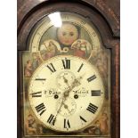 19TH CENTURY OAK AND MAHOGANY CHEQUER STRUNG AND INLAID LONG CASE CLOCK,