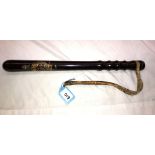TRUNCHEON WITH 1916-1919 BIRMINGHAM SPECIAL CONSTABULARY CREST GEORGE V 39CM APPROX WITH LEATHER