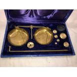CASED SET OF PAN SCALES AND WEIGHTS