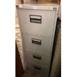 GREY METAL FOUR DRAWER FILING CABINET