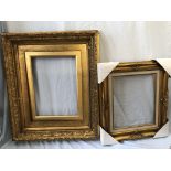 19TH CENTURY DEEP GILT WOOD MOULDED PICTURE FRAME INTERNAL MEASUREMENTS 24 X 34CM APPROX AND A