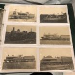 ONE BINDER OF PICTURE POSTCARDS ALBUMS INCLUDING STEAM TRAINS, SEASIDE, TOPOGRAPHICAL, WWI RELATED,
