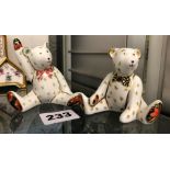 BOXED ROYAL CROWN DERBY BONE CHINA MINIATURE TEDDY BEARS - EDWARD AND VICTORIA