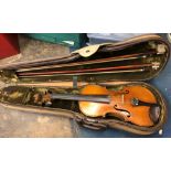 VIOLIN WITH TWO BOWS IN A CASE