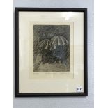 LITHOGRAPHIC BLOCK PRINT 3/15 ENTITLED 'STORM II' SIGNED IN PENCIL WITH INITIALS RH DATED '91 F/G