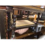 MAHOGANY BOBBIN REEL TROLLEY TABLE WITH A MAHOGANY GALLERY TRAY AND BEECH LAP TABLE