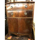 REPRODUCTION MAHOGANY TWO DRAWER CHEST CUPBOARD ON SPLAY BRACKET FEET