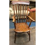 19TH CENTURY BEECH AND ELM SLAT BACK COUNTRY CHAIR