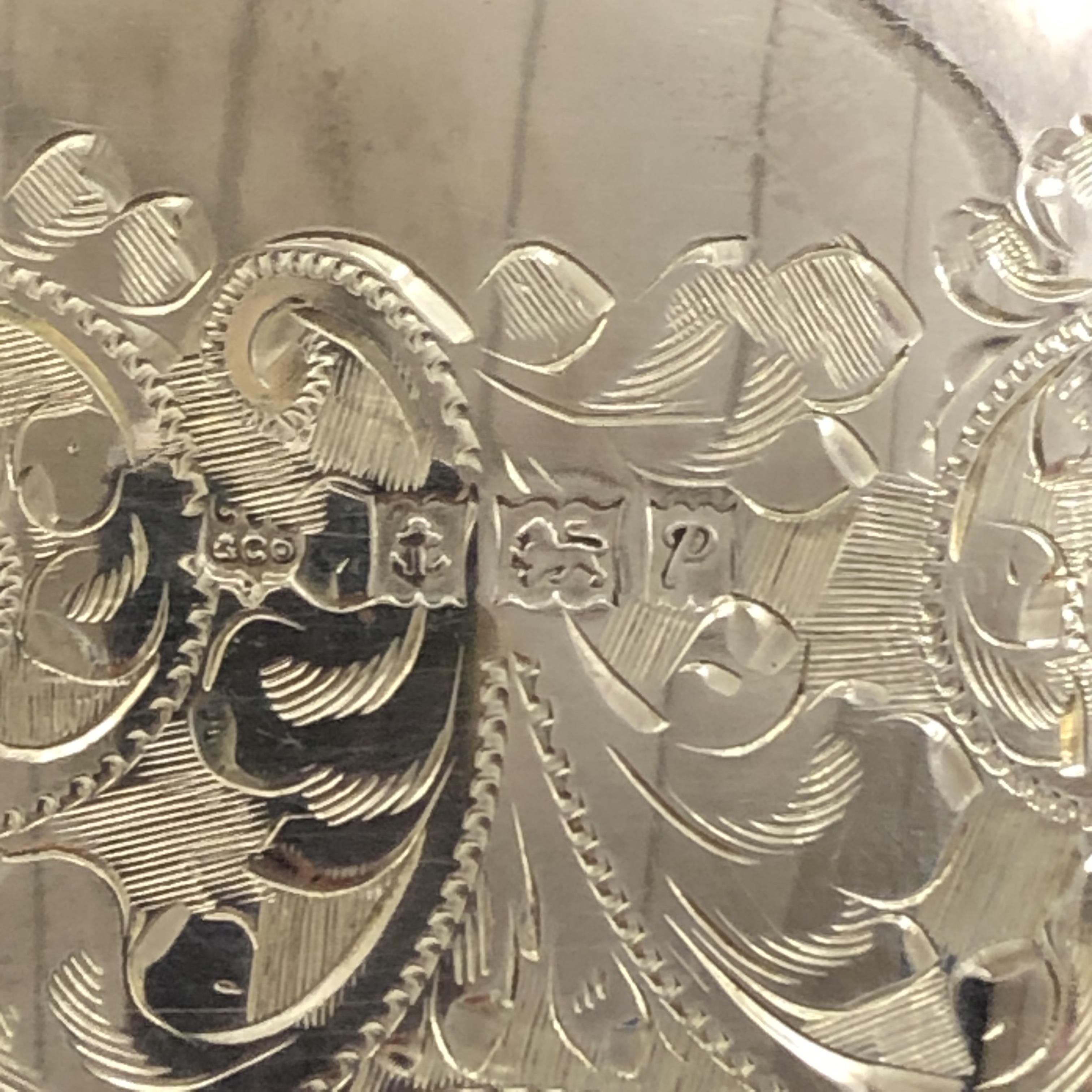 CASED SET OF EIGHT SILVER GILT ENGRAVED GOBLETS, - Image 4 of 5