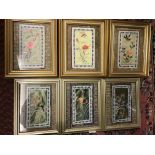 SIX CHINESE EMBROIDERED SILK PANELS AND VARIOUS CASED CUTLERY