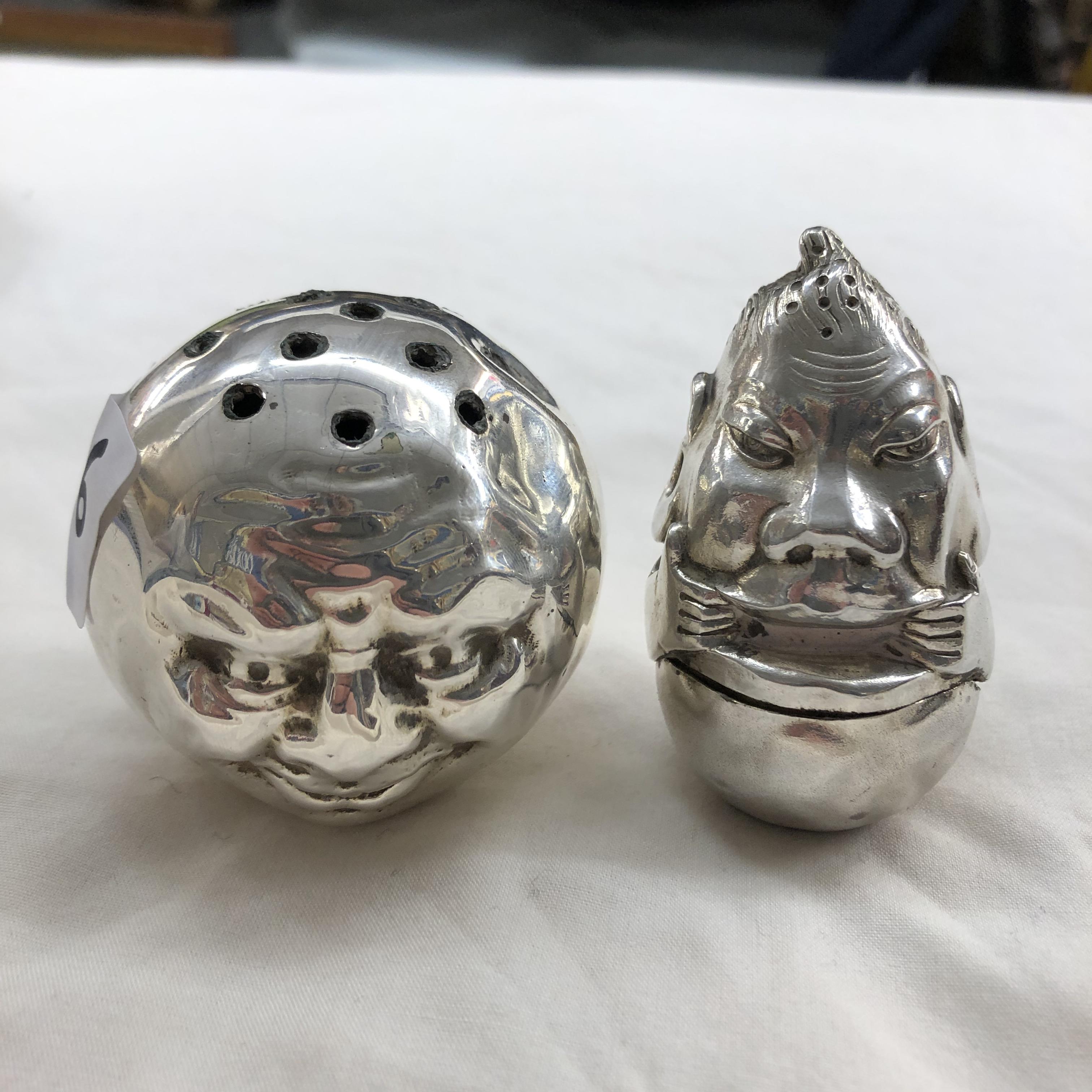 VICTORIAN SILVER NOVELTY CHINAMAN FACE PEPPERETTE 3.