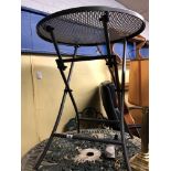 SMALL MESH TOP METAL FOLDING PATIO TABLE AND PAIR OF CHAIRS
