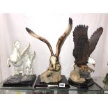 DANIELLE COLLECTION OF RESIN MOULDED FIGURE GROUPS OF EAGLES AND PEGASUS