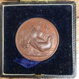 CASED BRONZE POULTRY CLUB MEDAL