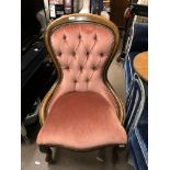 REPRODUCTION VICTORIAN STYLE ON UPHOLSTERED NURSING CHAIR